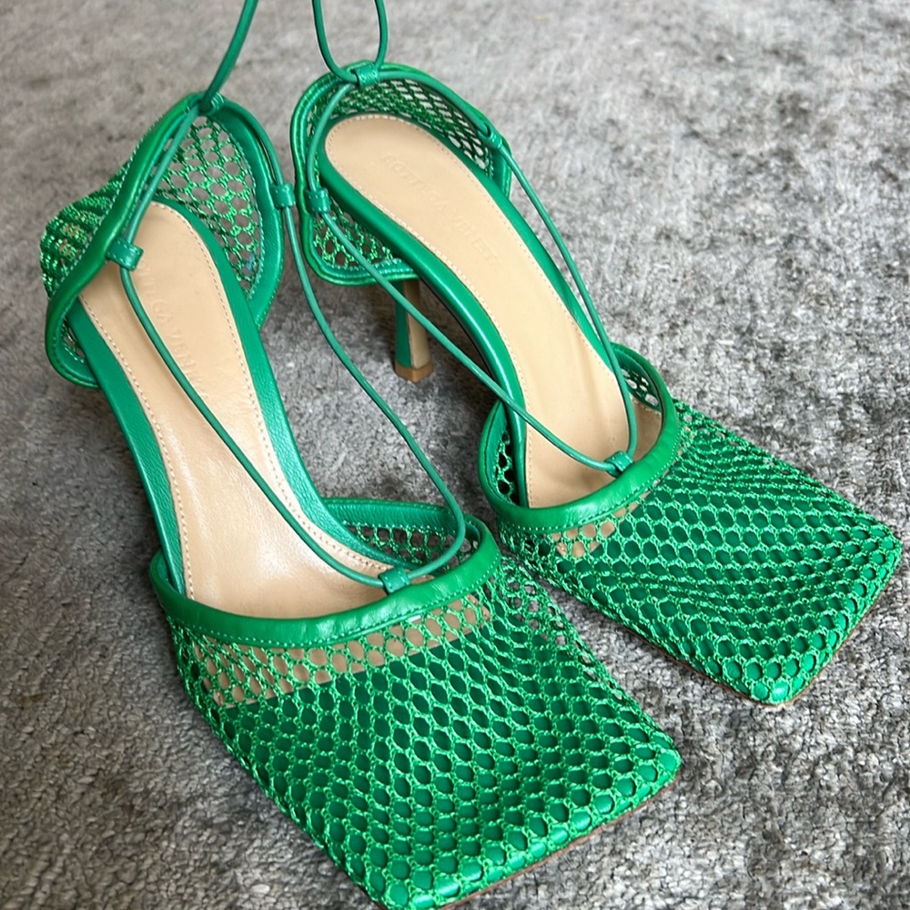 Bottega Veneta Stretch Lace-Up Mesh Sandal
